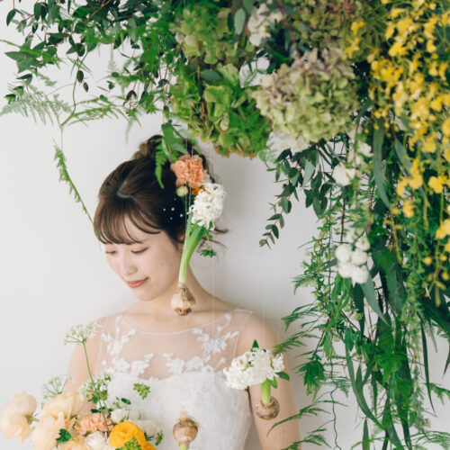 花と写真と結婚式の様子