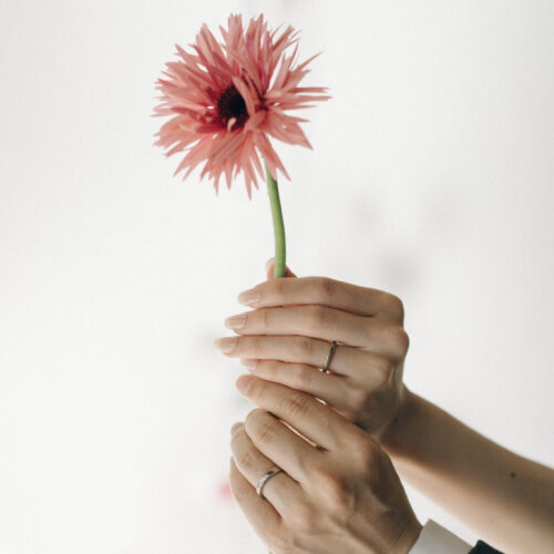 花と写真と結婚式の様子